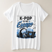 Camiseta Gráfica de K-POP É Meu Fone de Ouvido de