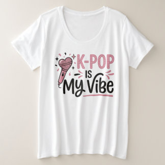 Plus Size Camiseta Gráfica de Microfone K-POP Is My Vibe