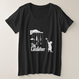Plus Size Camiseta Gráfica Paródia do Gato da Máfia Engraçad