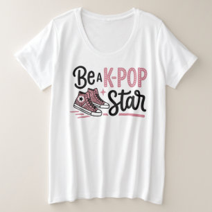 Plus Size Camiseta Gráfica Seja uma Estrela do K-POP