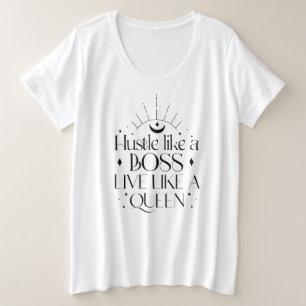Plus Size Camiseta Hustle Like A Boss Live Like A Queen