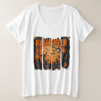 Plus Size Camiseta La Parca, Bruja y Calabazas Halloween