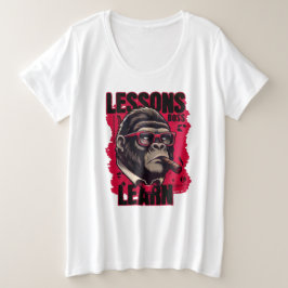 Plus Size Camiseta Lições Aprender Chefe Gorila Mulheres