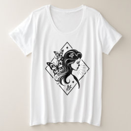 Plus Size Camiseta Mágica Espiritual Menina Borboleta