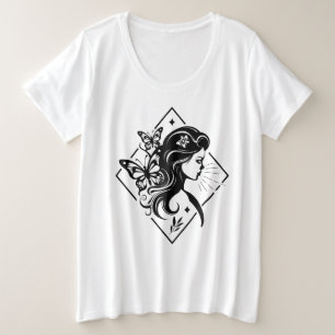 Plus Size Camiseta Mágica Espiritual Menina Borboleta