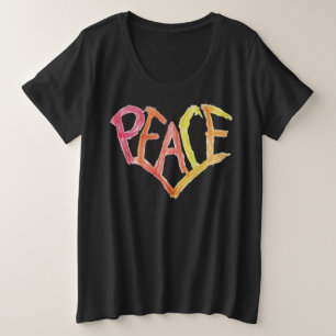 Plus Size Camiseta Plus-Size Coração da Paz - Design de Giz