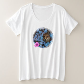 Plus Size Camiseta Zorro entre flores