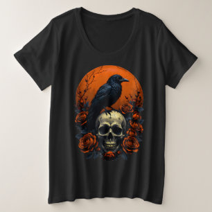 Plus Size Caveira com Rosas e Camiseta Gótica