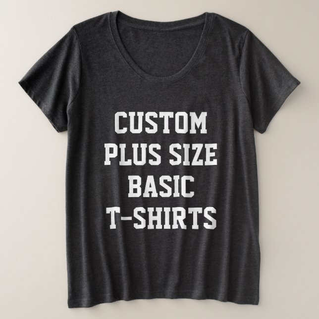 Plus Size CINZA personalizada de camiseta com tamanho de T (Frente do Design)