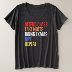 Plus Size Estudantes Engraçados Dizendo camiseta retrô