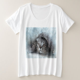 Plus Size Gatinho oculto e camiseta de mulher em tamanho 4x