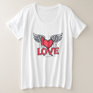 Plus Size LOVE Arte em Estilo Grafite Camiseta Unisex Soft