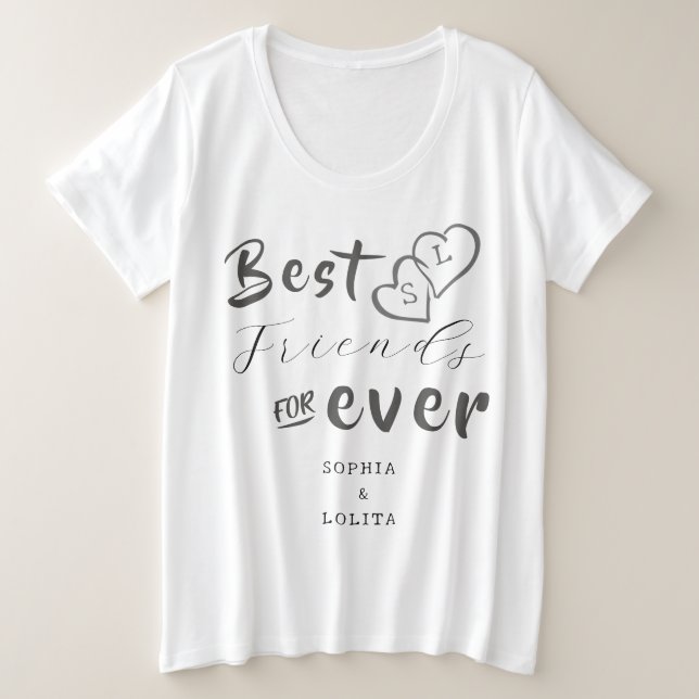 Plus Size Melhor Amiga para a Camiseta Personalizada de Mulh (Frente do Design)