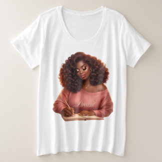 Plus Size Sonhe. Inspire. Cresça. Camiseta Gráfica Feminina 