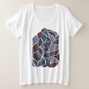 Plus Size Tidal Echoes – Camiseta de Arte Abstrata em Tons T