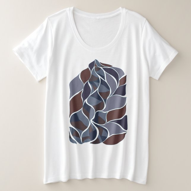 Plus Size Tidal Echoes – Camiseta de Arte Abstrata em Tons T (Frente do Design)