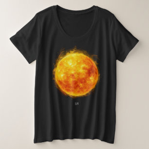 Plus Size Uma pintura do sol em uma camiseta espacial