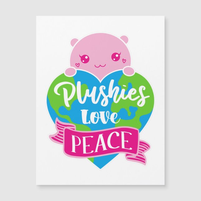 Plushies Love Peace | Cartão Magnético Kawaii Cute (Frente)