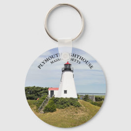 Plymouth Lighthouse, Massachusetts Round Chaveiro