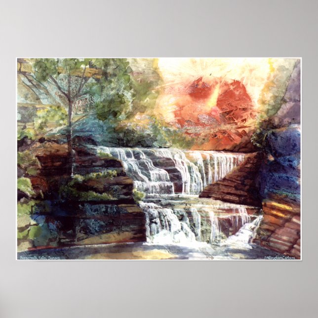 PMACarlson Buttermilk Falls, Sunset Poster (Frente)