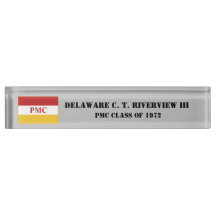 PMC DESK NAMEPLATE w/PMC Flag (TEXTO BLK)
