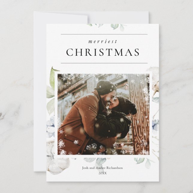 Pobre azul verde verde inverno neve Foto de Natal (Frente)