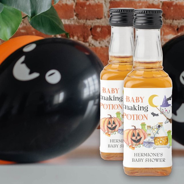 Poção para Fazer Bebê Mini Chá de Bebê de Hallowee (Baby Making Potion baby shower bottle labels)
