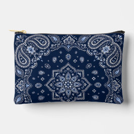 Pochete Pequena Navy Bandana Paisley com Zíper