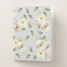 Pocket de fundo da Cinza Floral Branca