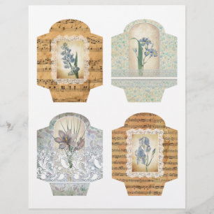 Pockets de livros de flores e rendas do Shabby