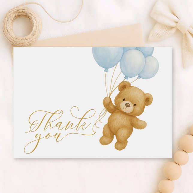 Podemos Esperar Cartões de agradecimentos Azul De  (We can bearly wait thank you card)