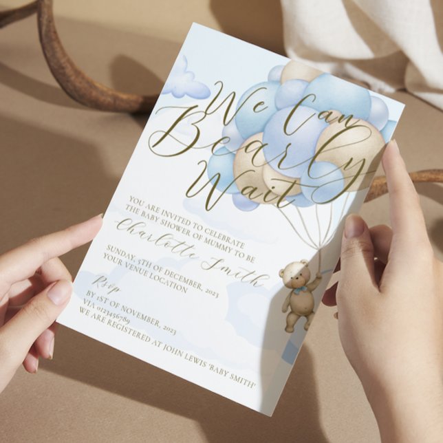 Podemos Interromper O Convite De Chá de fraldas Do (bear theme baby shower invite )