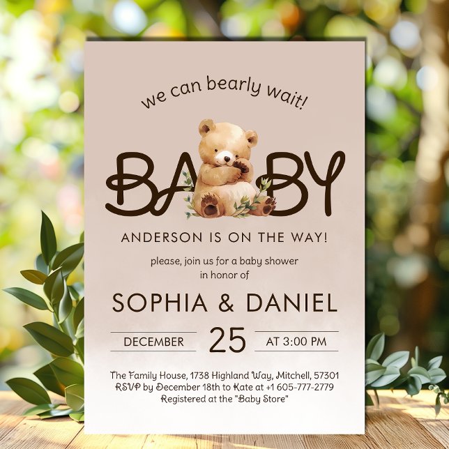 Podemos Interromper O Convite Para Chás de fraldas (We Can Bearly Wait Baby Shower Invitation)