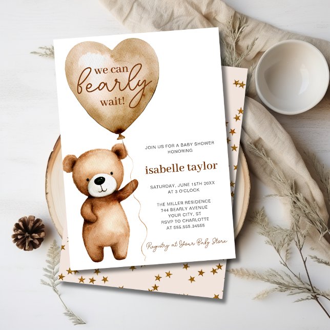 Podemos Interromper O Convite Para Chás de fraldas (We Can Bearly Wait Baby Shower Invitation)