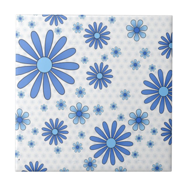 Poder Floral Azul e Branco Floral Retro (Frente)