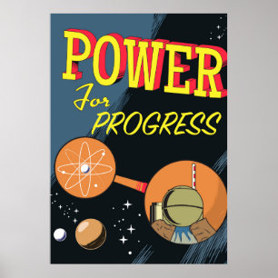 Poder para o Progresso vintage Atomic poster