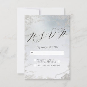 Poeira de Sombra Azul Geada Prata Casamento RSVP R