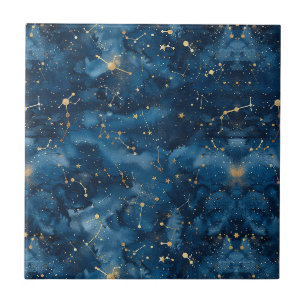 Poeira Estelar Nebulosa Cósmica Dourada Azul Meia-
