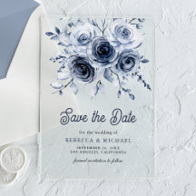 Poeira Rústica Azul Floral Casamento Salve a Data