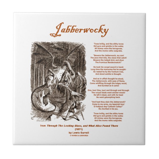 Poema de Jabberwocky por Lewis Carroll (Frente)