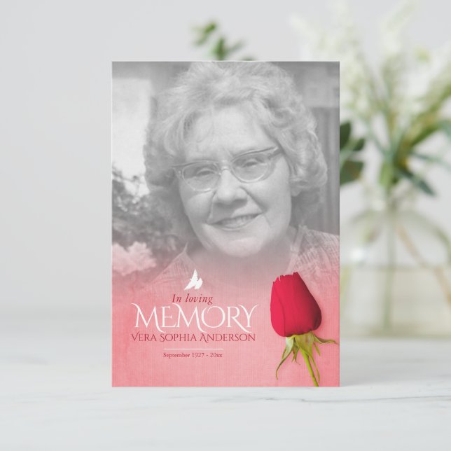 Poema de memória da rosa vermelha do solteiro fune (Em pé/Frente)