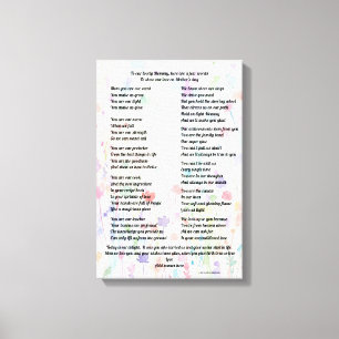 "Poema do Dia das Mães, Impressão em tela esticada