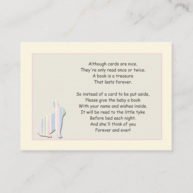 Poema do Livro do Chá de Bebê Cartão Inserto Rosa (Frente)