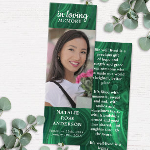 Poema do Memorial Moderno Emerald Funeral Bookmark