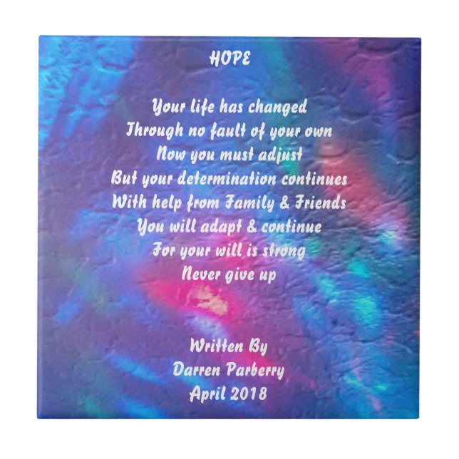 Poema "Esperança" - Azulejo cerâmico (Frente)