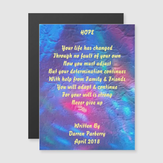 Poema "Esperança" - Cartão Magnético (Frente/Verso)