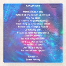 Poema "Kids at Play" - Porta copos