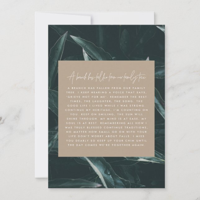 Poema moderno elegante de memória do luto (Frente)