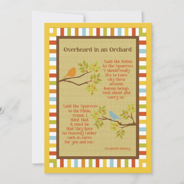 Poema "Ouvido em um Pomar" (Robin e Sparrow) (Frente)