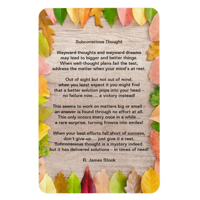 Poema "Pensamento subconsciente" no ímã flexível 4 (Vertical)